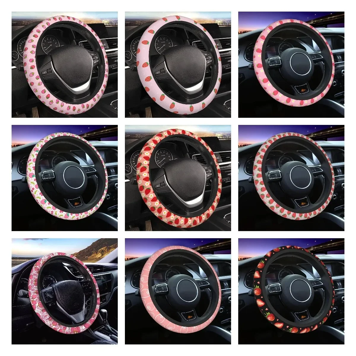 Simpatico coprivolante universale da 15 pollici accessori per auto protezione per donna uomo rosa fragola accessori per la decor