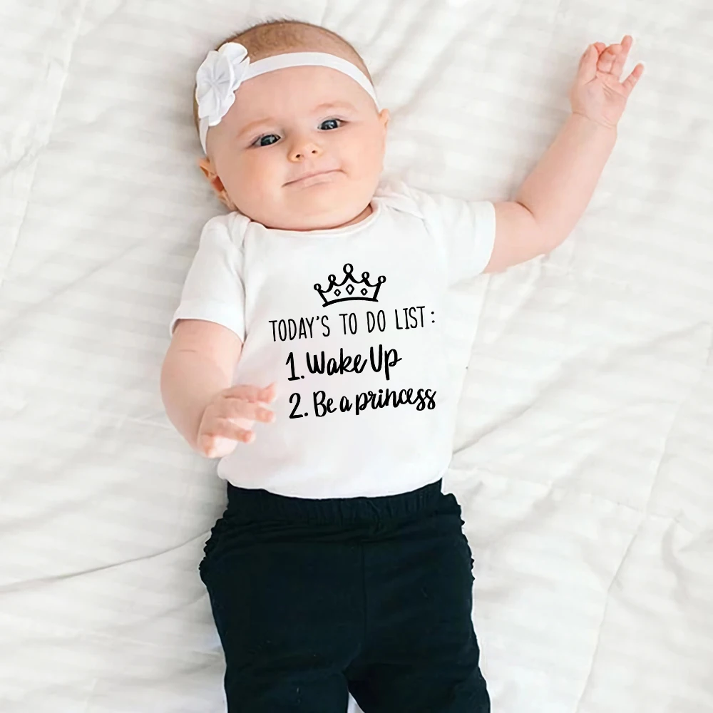 Wake Up Be A Princess Fun Cute Baby Girl Clothes Cotton Onesie Loose Comzy High Quality Newborn Pajamas 0-24 Months Bodysuits