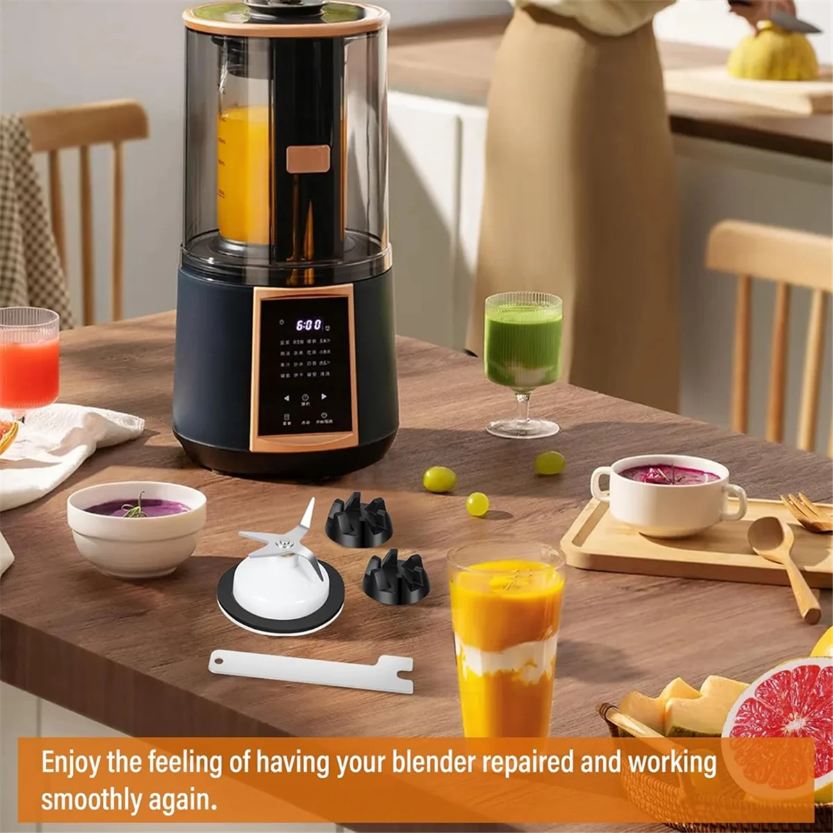 9704230   Łącznik blendera z zestawem kluczy 4-listkowe ostrze blendera z gumową uszczelką do blendera Kitchenaid