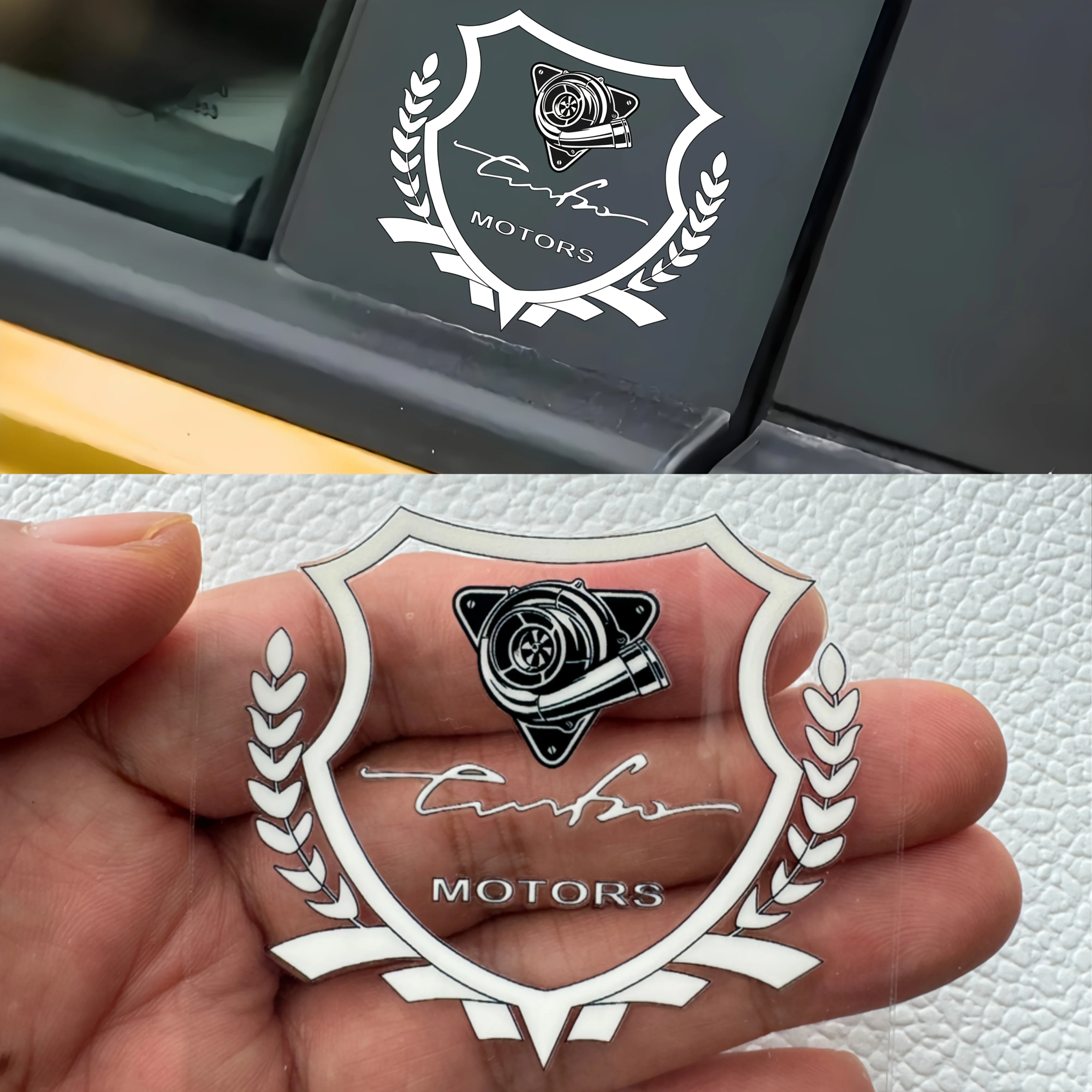 

1PC Black White Turbo Shield Self-Adhesive Sticker for Car Laptop Notebook Decor Motors Style Vinyl Decal