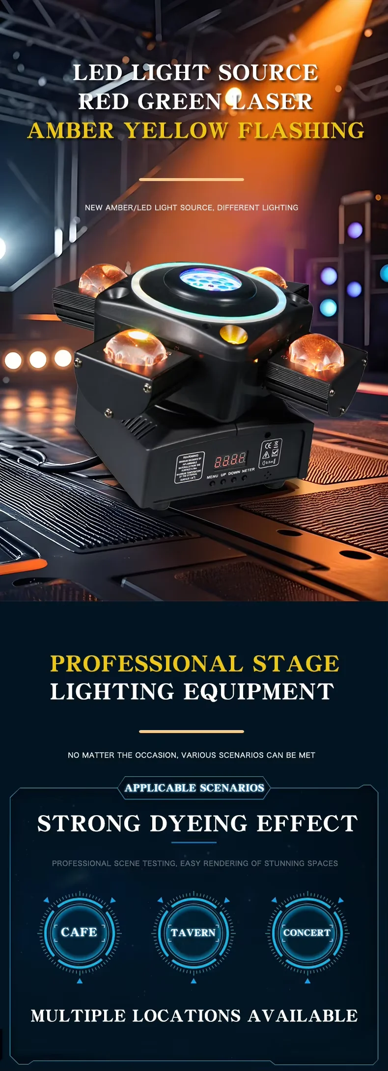 RGBW 4-in-1 90W Farbe Moving Head Licht Vierarmige Bühnenlicht Laserlichteffekt DMX512 DJ Disco Licht Geeignet für Hochzeitsfeier – Detail 9