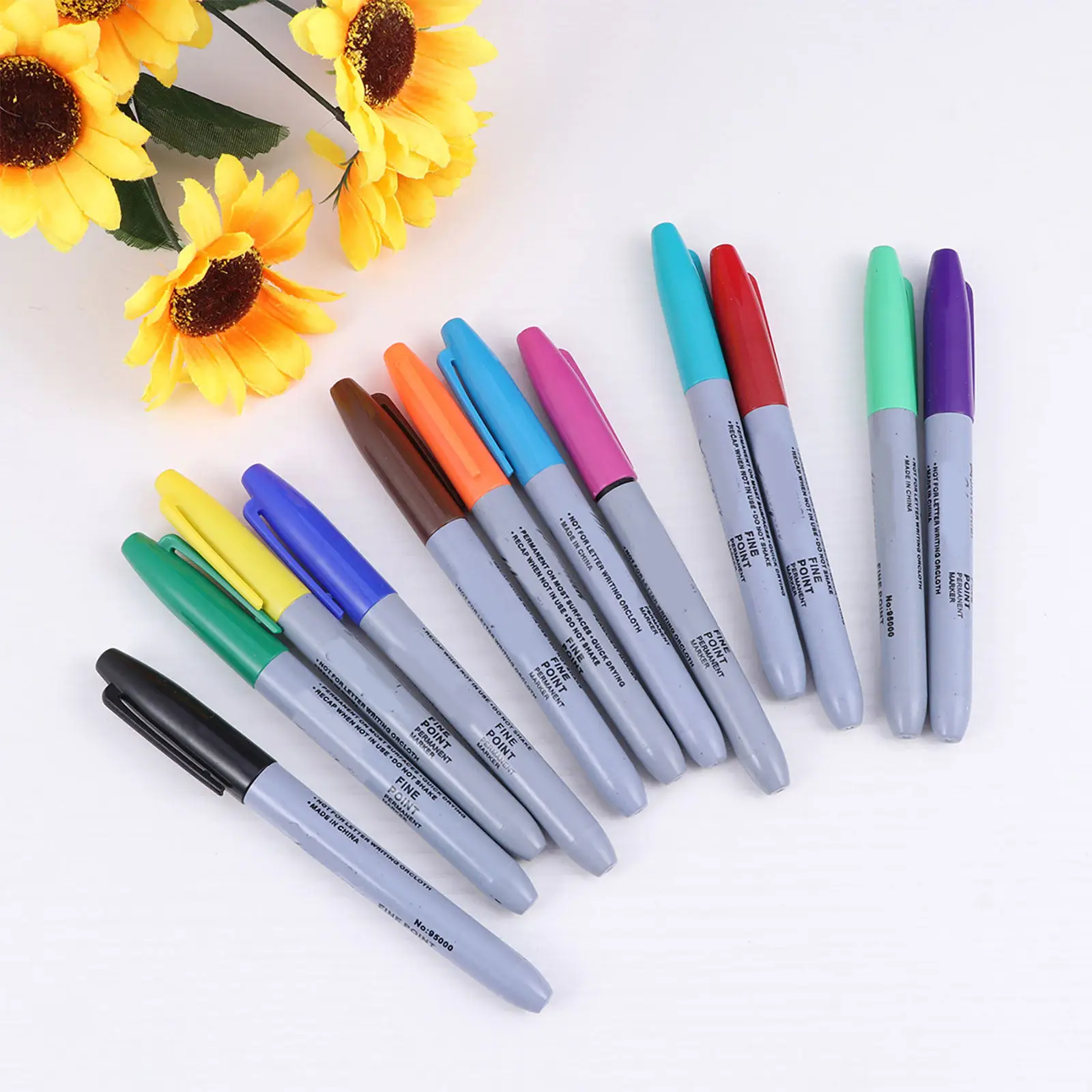 

12 Colors Water-Based Skin Marker Pen Acid-Free Non-Smearing Fast-Drying Tattoo Marking Pen for Precise Needle Placement and