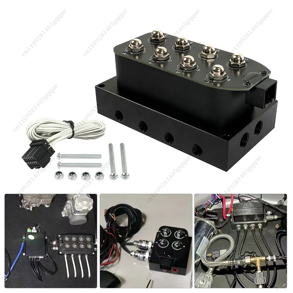 Universelles elektronisches Steuerungssystem für Auto-Luftfederung mit Magnetventil-Kit inkl. Höhenverstellung/Fernbedienung – Detail 3