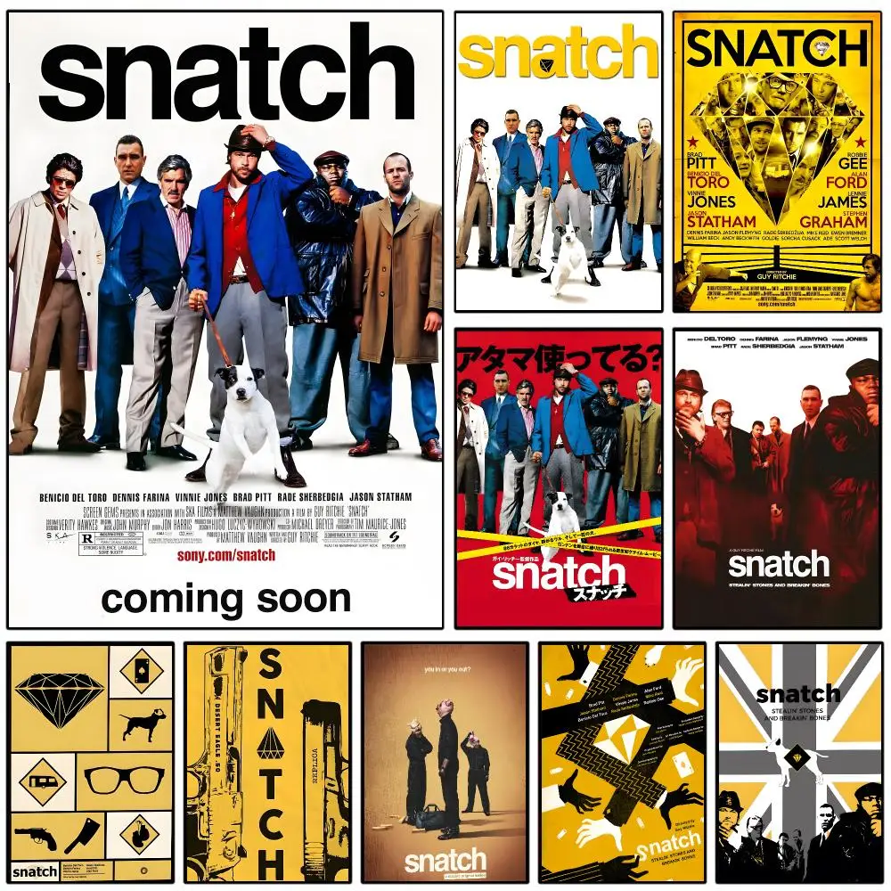 Crime Comedy Movie Snatch Poster Self-adhesive Art Waterproof Paper Sticker Coffee House Wall Decor