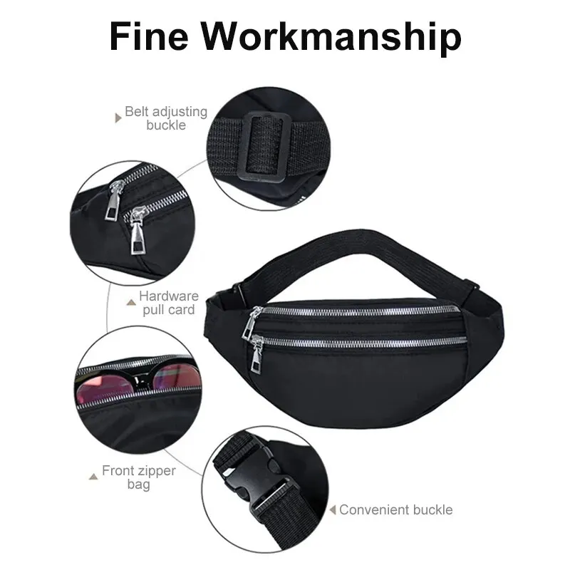 Women\'s Sports Waist Bag Waterproof Mobile Phone Bag Mens Fashionable Large Capacity Diagonal Chest Bag