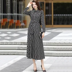 New Women Spring Autumn Letter Print Long Dress Fashion Turn-down Collar Long Sleeve Slim Shirt Dress Casual Simplicity Dress