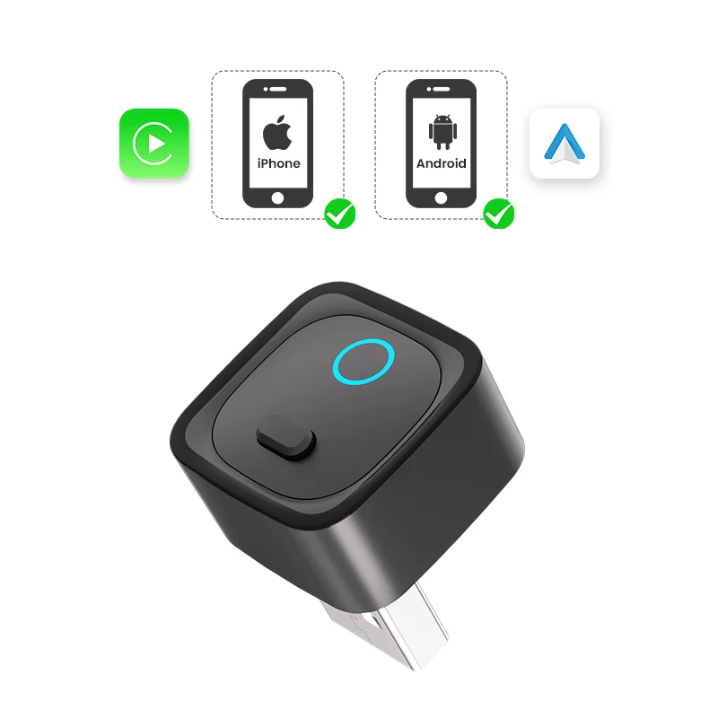 CA525-M Mini Wired to Wireless CarPlay Adapter Plug and Play Wireless Converter WIFI 6 BT5.4 Smart Box Car Intelligent Systems