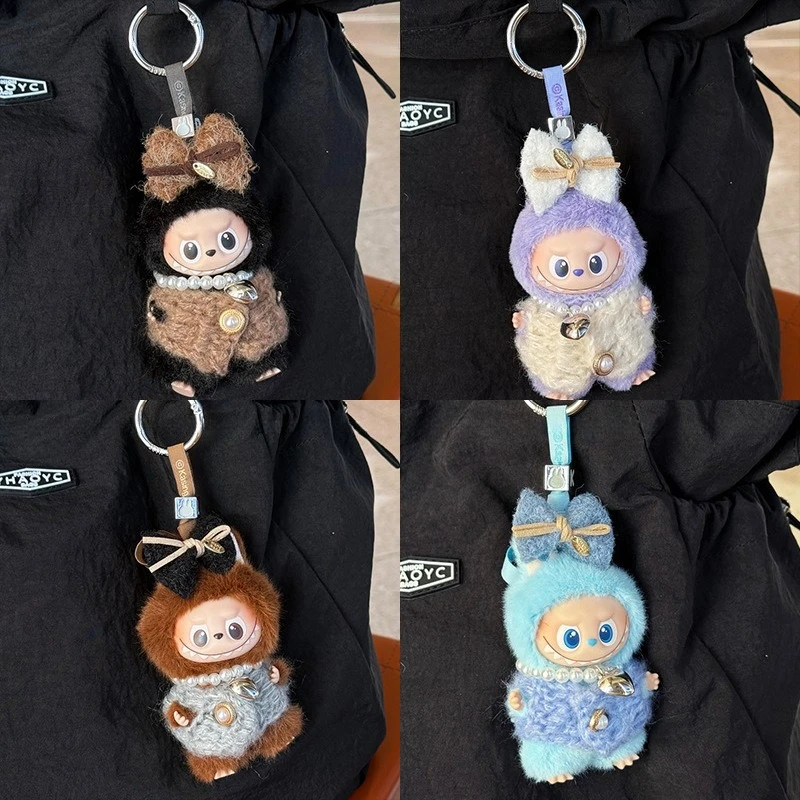 

For Mini Labubu 4.0 The Monsters Pin for Love Series Sweater with Necklace for 10.5cm Labubu Doll Bow Accessories