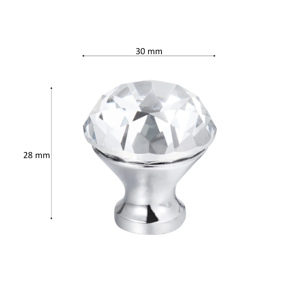 

2Pcs Crystal Diamond Handle 30mm Durable Smooth Cabinet Drawer Wardrobe Pull Knob Crystal Cupboard Knobs Door Knob