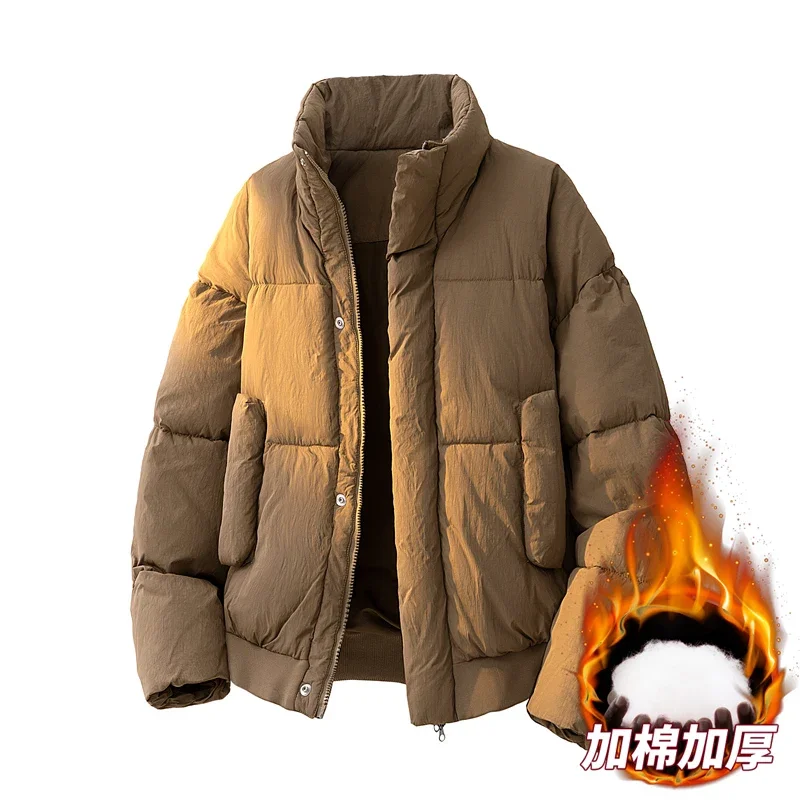 

Men's Puffer Jacket Winter Outdoor Stand Collar Parkas Overcoat Men Versatile Handsome High-Quality Warm Outerwear Padded Coat