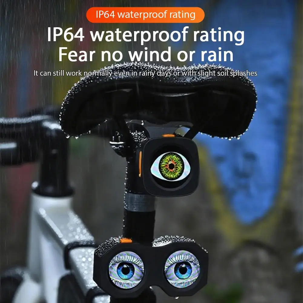 

Автомобильный задний фонарь, светодиодный динамический светильник Devil Eyes с многоцветными режимами и световым дисплеем, водонепроницаемый, перезаряжаемый через USB для автомобиля, велосипеда