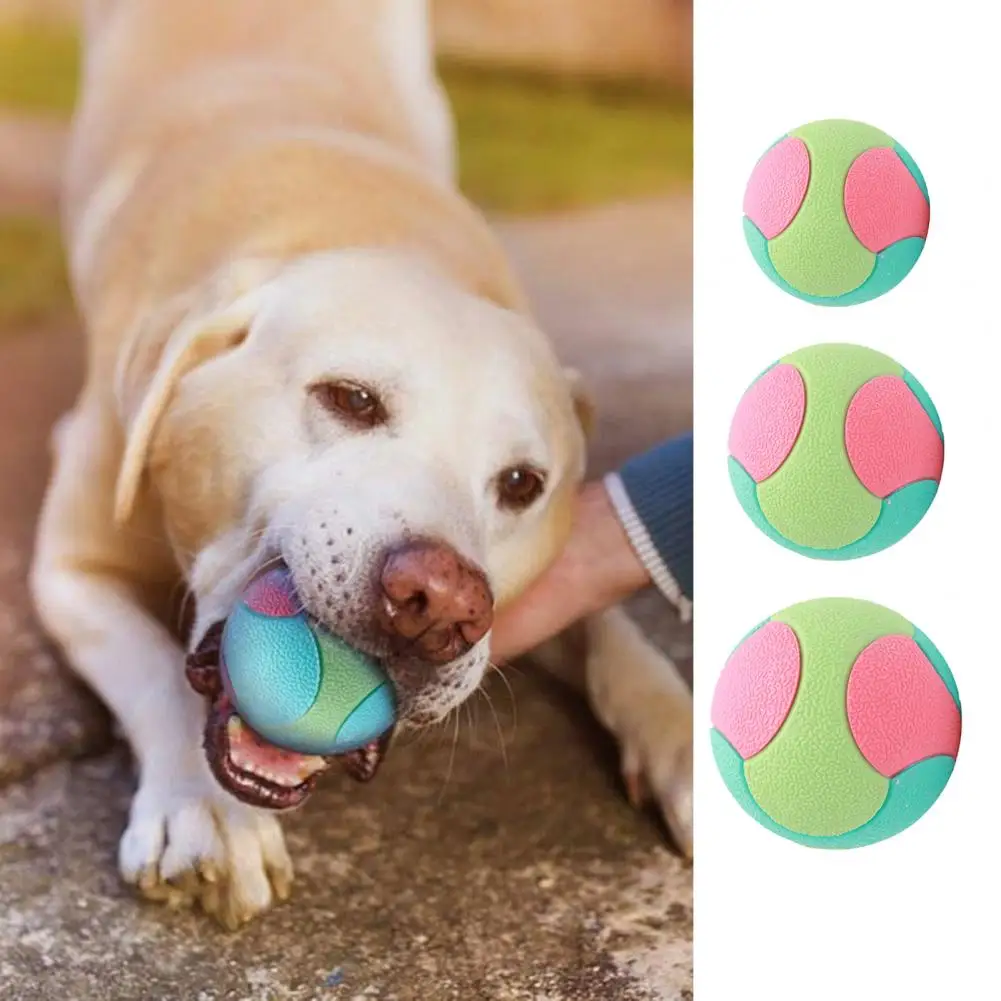 5.5/6.5/7.5cm Interactive Dog Ball Toy For Grinding Teeth Bouncy Dog Ball For Training Color-Blocked Puppy Chew Teething Ball