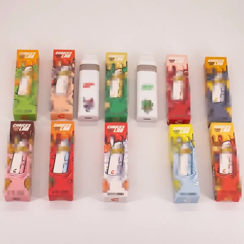 5 Stück Choices Lab Dual Tank Vape Pens Keramik leere flache Kartuschenspitze 1 ml + 1 ml postloser wiederaufladbarer Vape für dicken Öl-Vaper