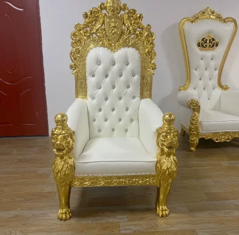 European-style King Chair Hotel Carved Golden High Back Image Chair French Single Sofa Chair Royal Lion Throne Chair hot sales