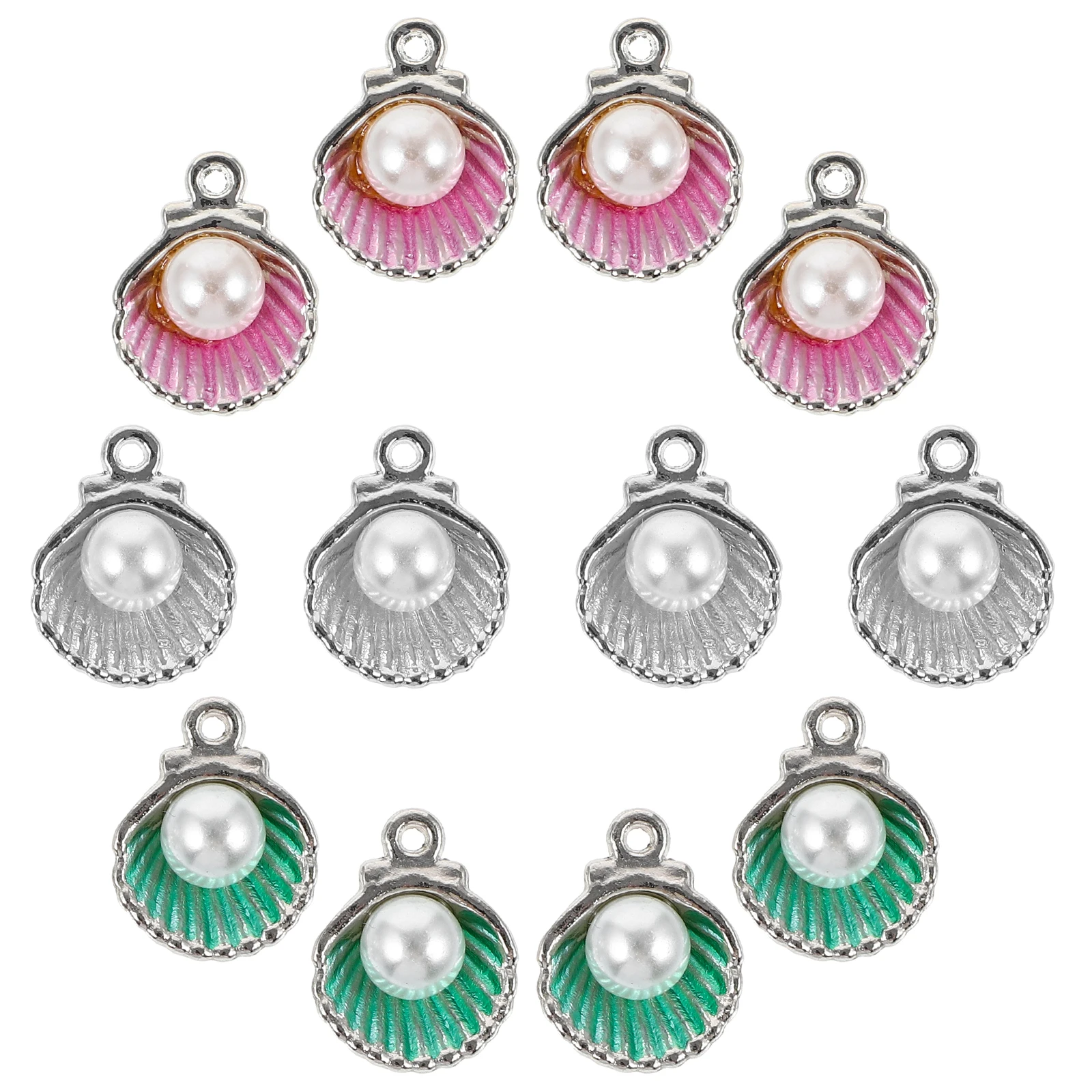 

12pcs Pearl Oil Drop Seashell Charms Accessories for DIY Necklace Earrings Jewelry Making Projects White Pink Green