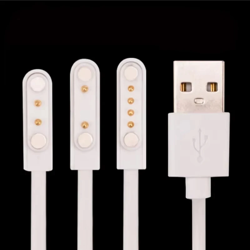 4Pin 7.62mm 2Pin 4mm USB Charging Line Cord Rope Strong Magnetic Charge Cable White Black Color for Smart Watches 99% Universal
