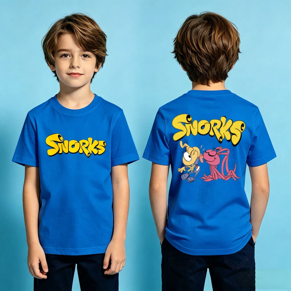 Snorks Cartoon Graphic Printed TShirt Kids Summer Cotton Short Sleeve Classic Cartoon Lover Gift Shirt Boys and Girls Casual Tee