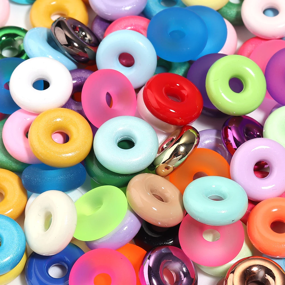 10pcs 14mm Candy Color Acrylic Beads Mixed Color Doughnut Loose Spacer Beads For Jewelry Making DIY Bracelets Necklace Keychain - view 6