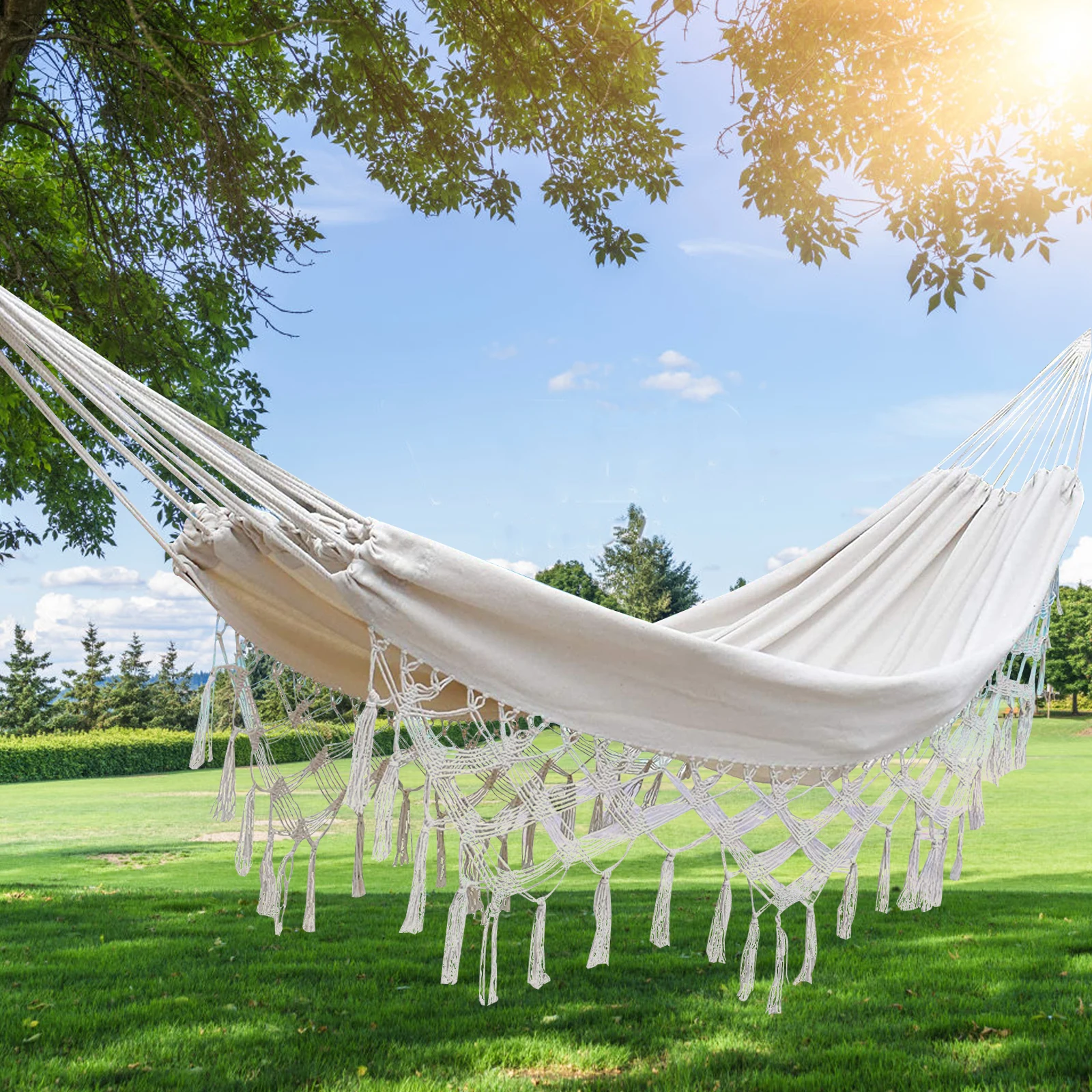 Thick cotton hammock this white double hammock Bohemian Nordic hammock hammock camping Swing tree bed garden back hammock