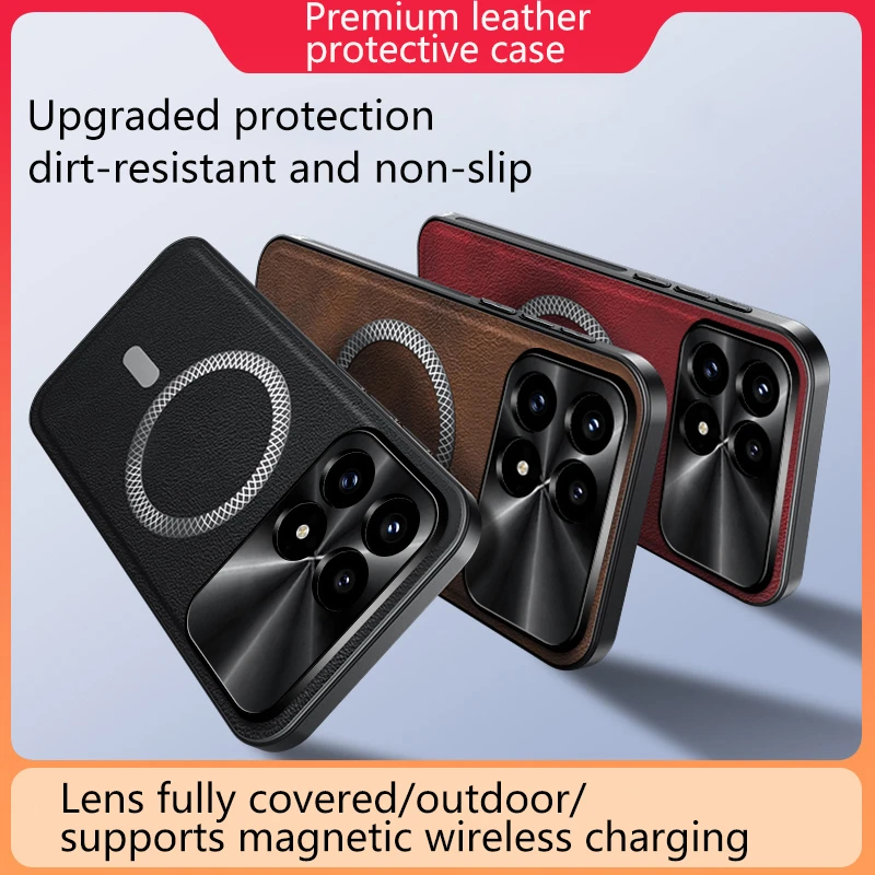 Etui na Xiaomi Poco F9 Ultra F8 Pro 5G Redmi K90 z funkcją MagSafe, luksusowe, skórzane, matowe, silikonowe, ochronne. — zdjęcie produktu 6