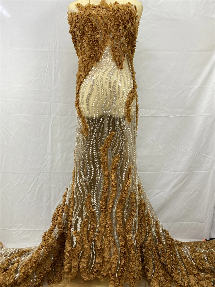 

African Lace Fabric 5 Yards Embroiderd Nigerian Lace Fabric 2025 High Quality Laces Groom Tulle French Lace For Drees.