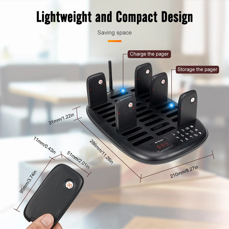 RETEKESS TD175P Drahtloses Restaurant-Rufsystem 30-Kanal Einstellbarer Tastaturmodus Food Truck Café Bar Pager mit Vibrator – Detail 10