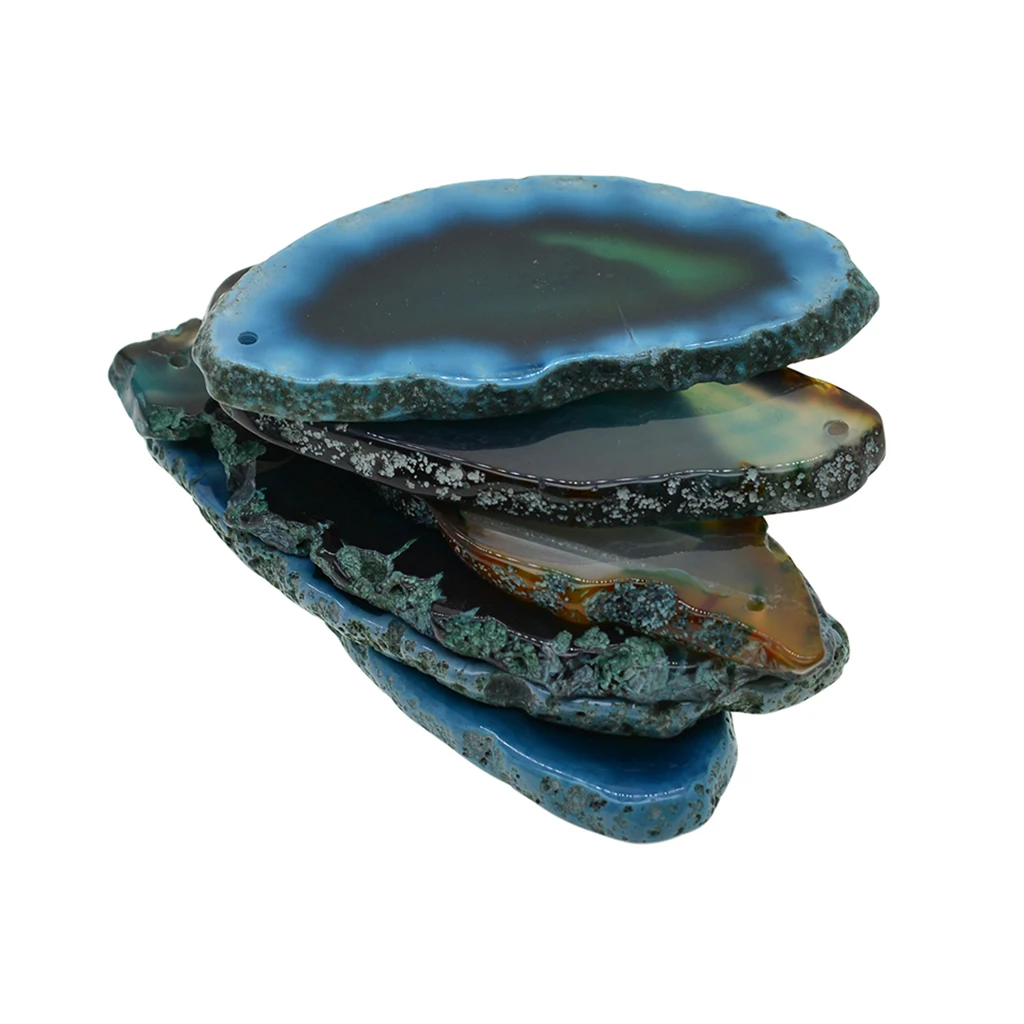 Drilled Agate Pendant Slices Crystal Jewelry Findings Gemstone Charms for Craft Making and Decoration