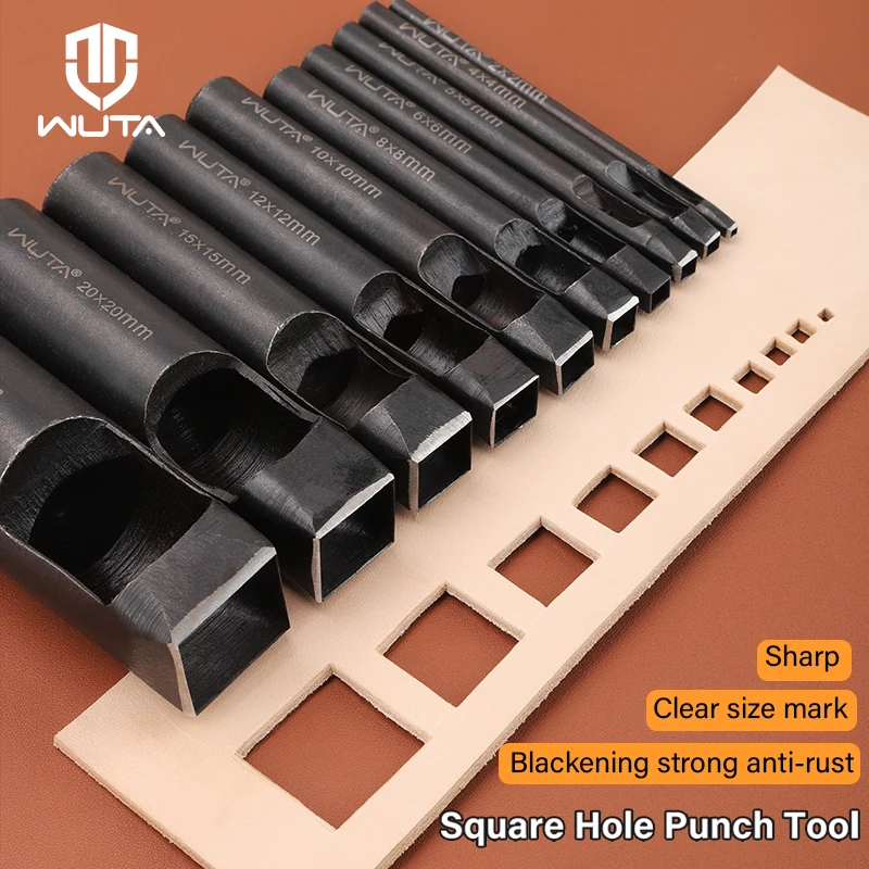 WUTA 1pc Square Leather Punch Rectangle Hollow Hole Puncher Oblong Punching Tool Belt Strap Watch Band Cutter DIY Craft Tools 