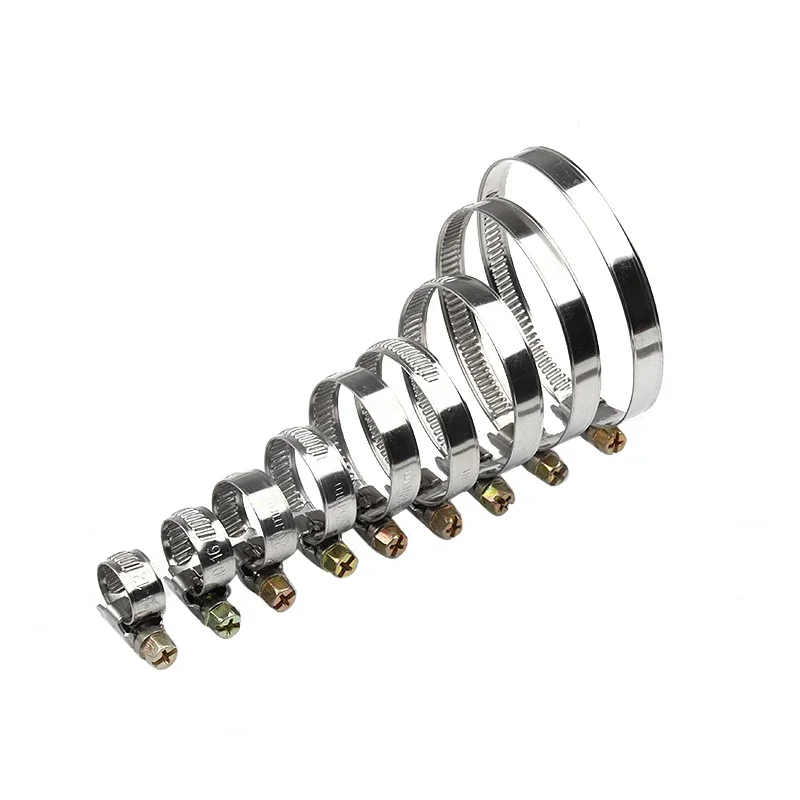 20Pcs/set Pipe Clamps Stainless Steel Hoop Hose Clips Fuel Hose Pipe Clamps Worm Drive Durable Adjustable Drive Hose Clamp