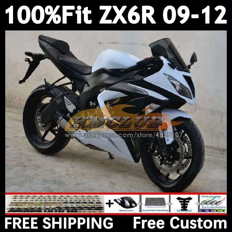 Injection Kit For KAWASAKI NINJA ZX-636 ZX-6R 2009 2010 2011 2012 158No.29 ZX 636 6R ZX636 ZX6R 09 10 11 12 Fairing black white