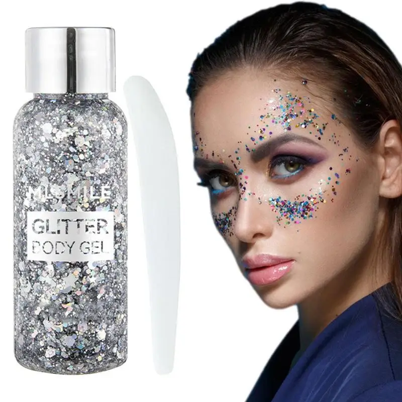 Gel de Sombra Multiusos Glitter para o Corpo, Lantejoulas Irregulares, Floco Brilhante, Holográfico, Rosto Festival, 30ml