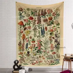 Vintage Botanical Tapestry Wildflower Reference Chart Tapestrys Aesthetic Wall Art Illustration Paintings Home Decoration