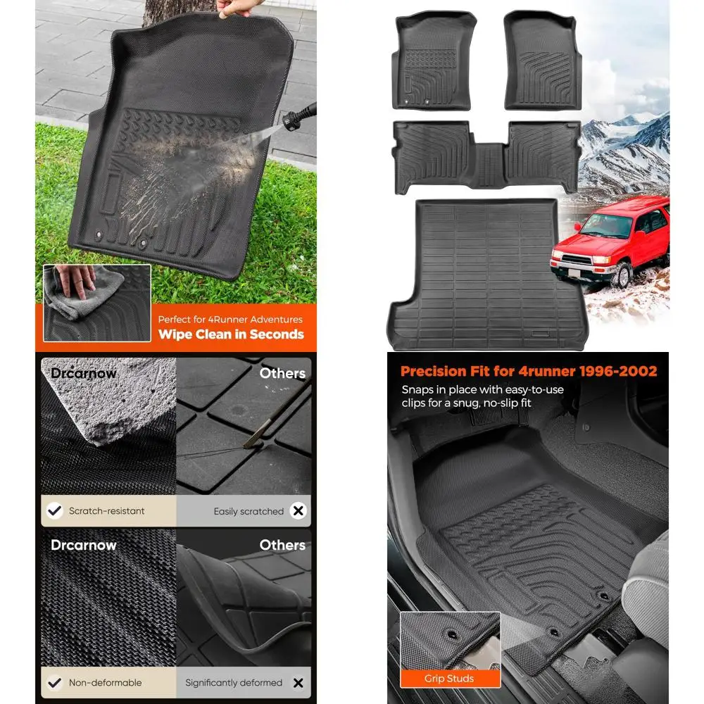 

Всепогодные автомобильные коврики для Toyota 4Runner: 1996 1997 1998 1999 2000 2001 2002, грузовые вкладыши Slush, полный комплект для 4 Runner Auto