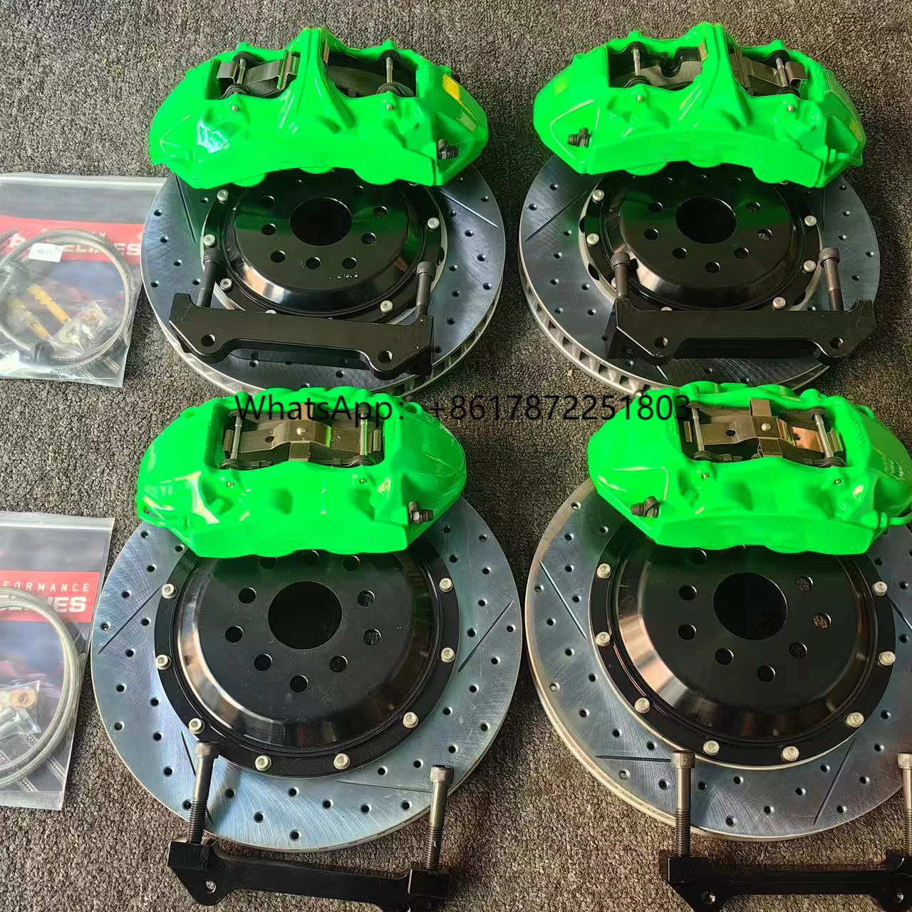 

Customization Brake Systems Manufacturer Brake Kit Front Gt6 6 Piston Brake Caliper,Rear GT4 Piston Bring Drilled and Slotted.