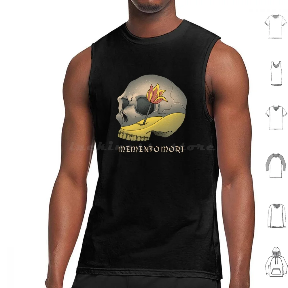 Memento Mori Tank Tops Vest Sleeveless Memento Mori Stoicism Stoic Memento Mori Skull Die Philosophy Skull Live Life Live