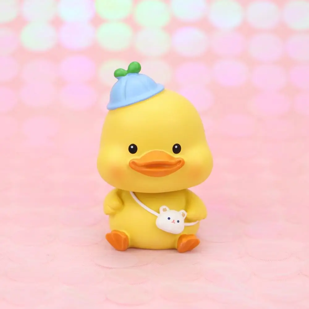 Kawaii Kawaii Cartoon Duck Ornament Mini Durable Shake Resin Duck Figurine Exquisite Modern lucky Duckling Doll Toy Bedroom