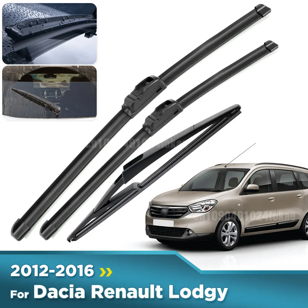 

For Dacia Renault Lodgy 2012-2016 2013 2014 2015 Wiper Front&Rear Wiper Blades Windshield Windscreen Window Brushes 22"+16"+12"