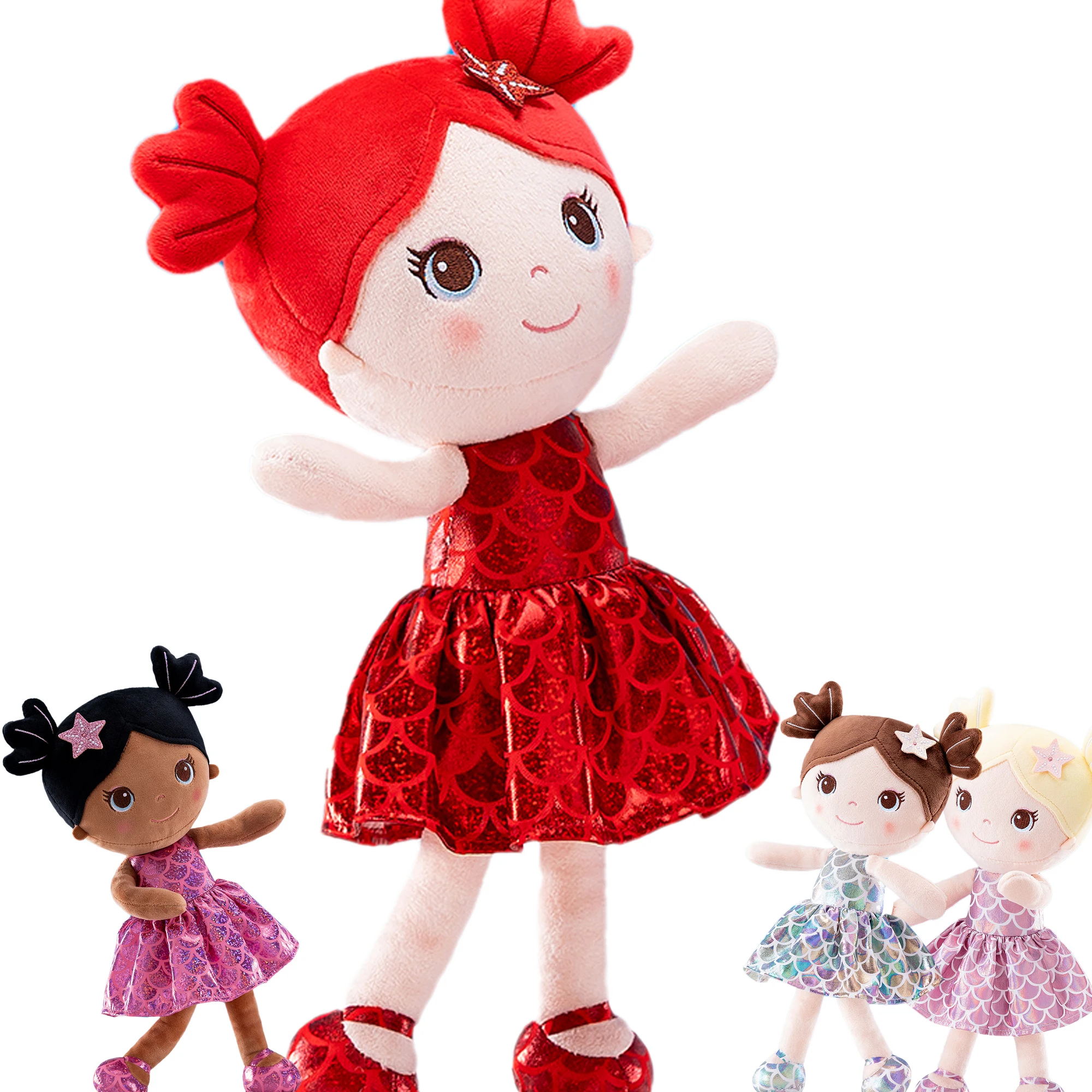 

Gloveleya Baby Dolls curly girl glitter Soft Toys cloth toy for Baby's first Birthday Gift 30cm 2024 new arrival