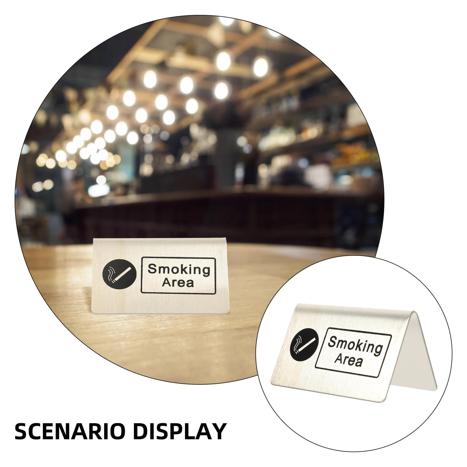 Stainless Steel Smoking Area Board Indoor Table Sign Non-Rust Sturdy Public Place Indicator Stackable Design For Home