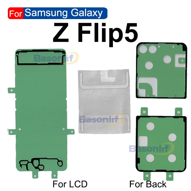 Pełny zestaw naklejek do Samsung Galaxy Z Flip5 F721 F711 Flip 3 4 5 F731 przedni wewnętrzny ekran LCD + tylna pokrywa wodoodporny klej — zdjęcie produktu 2