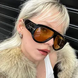 Gafas de sol de piloto de gran tamaño de diseñador de marca de lujo Vintage para mujer y hombre, gafas de sol de tendencia con marco grande a prueba de viento, gafas de sol Punk populares