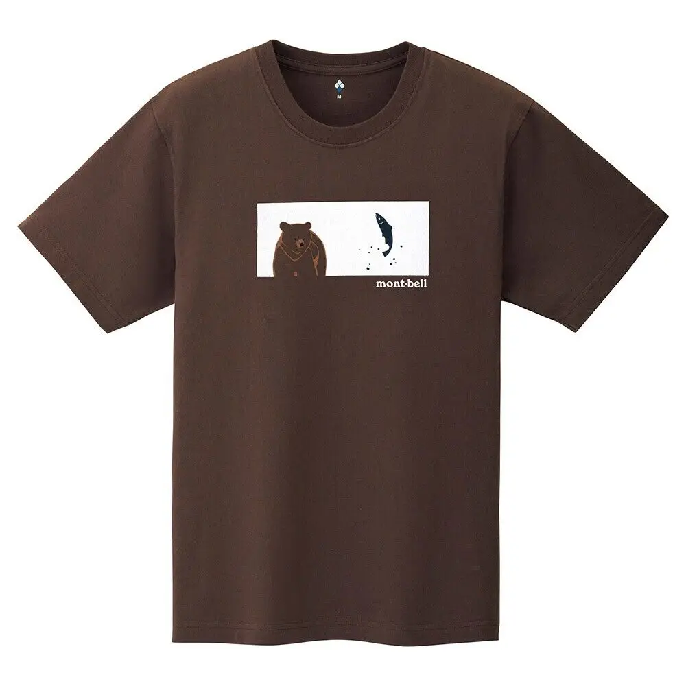 MONTBELL Pear Skin Cotton T-shirt Salmon and Brown Bear Asian Size