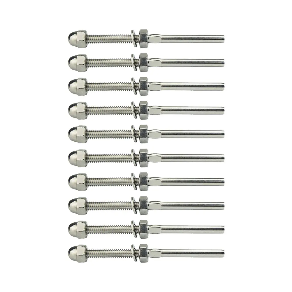 

10pcs Threaded Stud Cable Railing Tension End Fitting Terminal Stainless Steel Wire Connector Nut Gasket