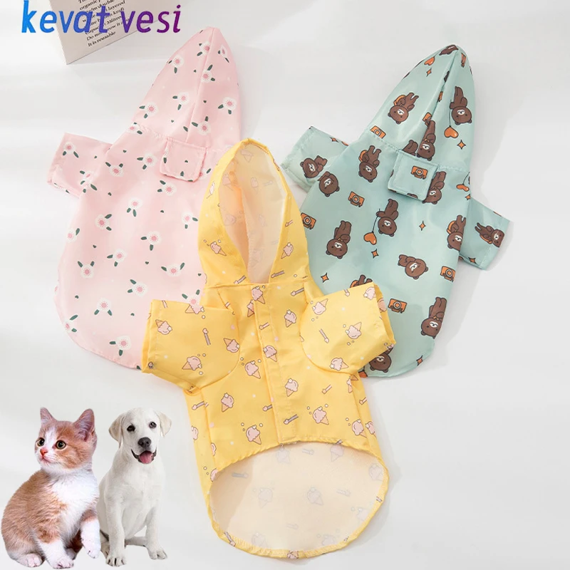 

Dog Raincoat Waterproof Dog Jacket for Small Medium Dogs Cats Cute Cartoon Outdoor Puppy Kitten Rain Coats Pet Costume