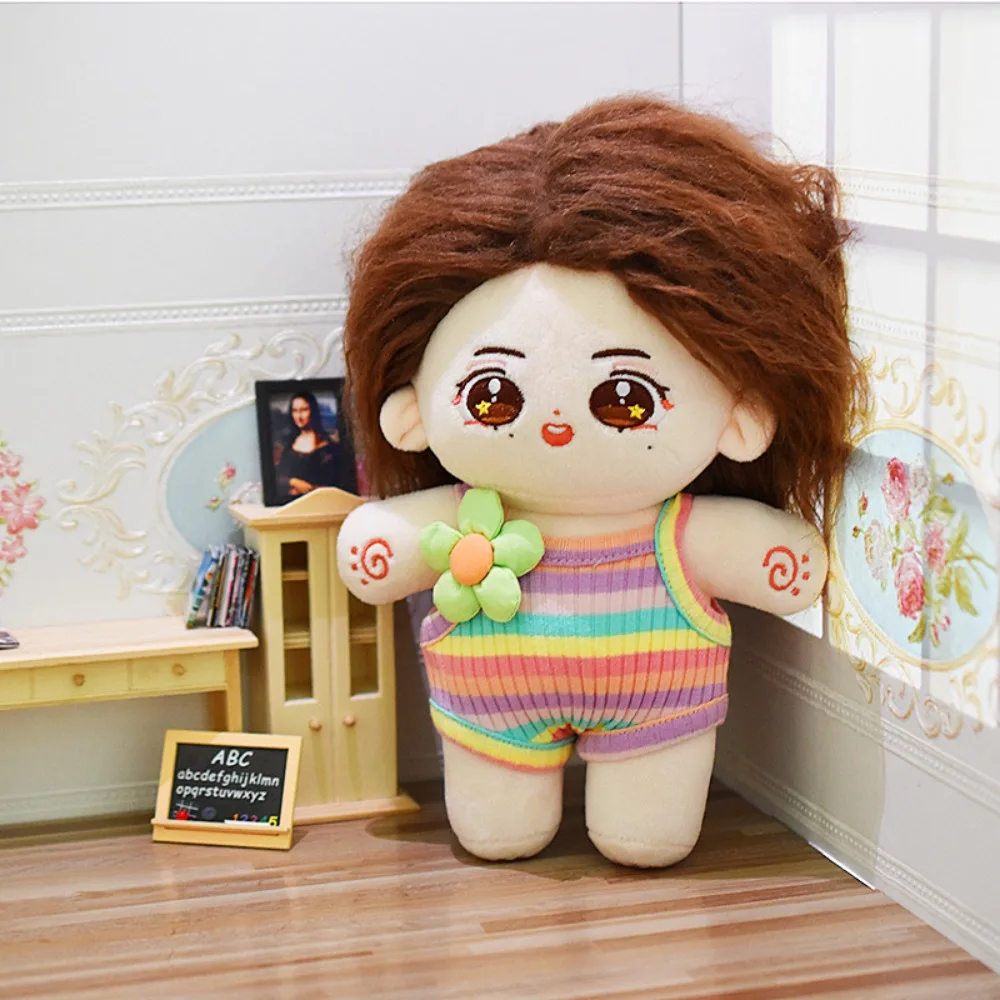 

Pajamas Jumpsuits Pants for Cotton Dolls Pink/Blue Flower 20CM Plush Doll Clothes Cartoon Cute Plush Doll Toys Cloth