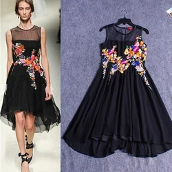 1 Pc 3D Colorful Flower Embroidery Large Patches Fabric For Clothing Dress Accessories Sewing Patch Applique Crafts