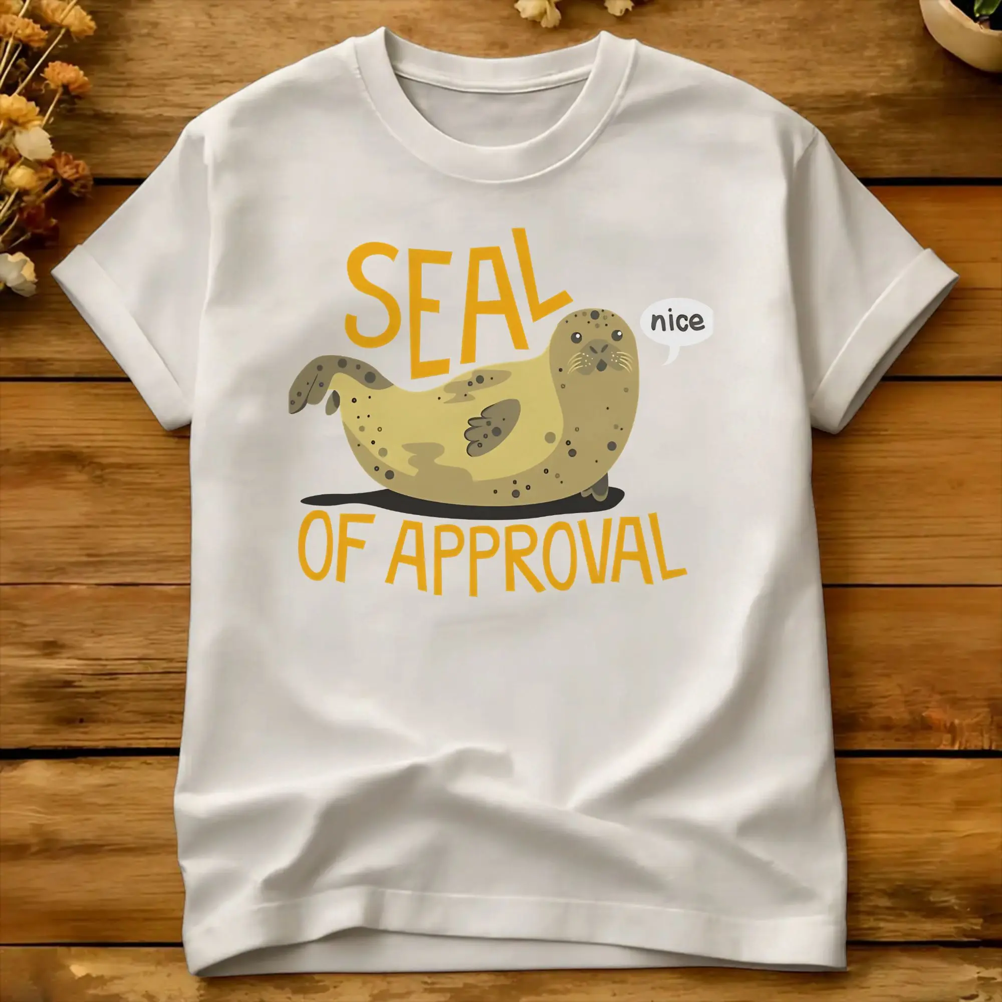 Seal Of Approval Neil The Sea Cotton T-Shirt For Men Beach  Vintage T Shirts Hippie Tees Oversized Cheap Clothes