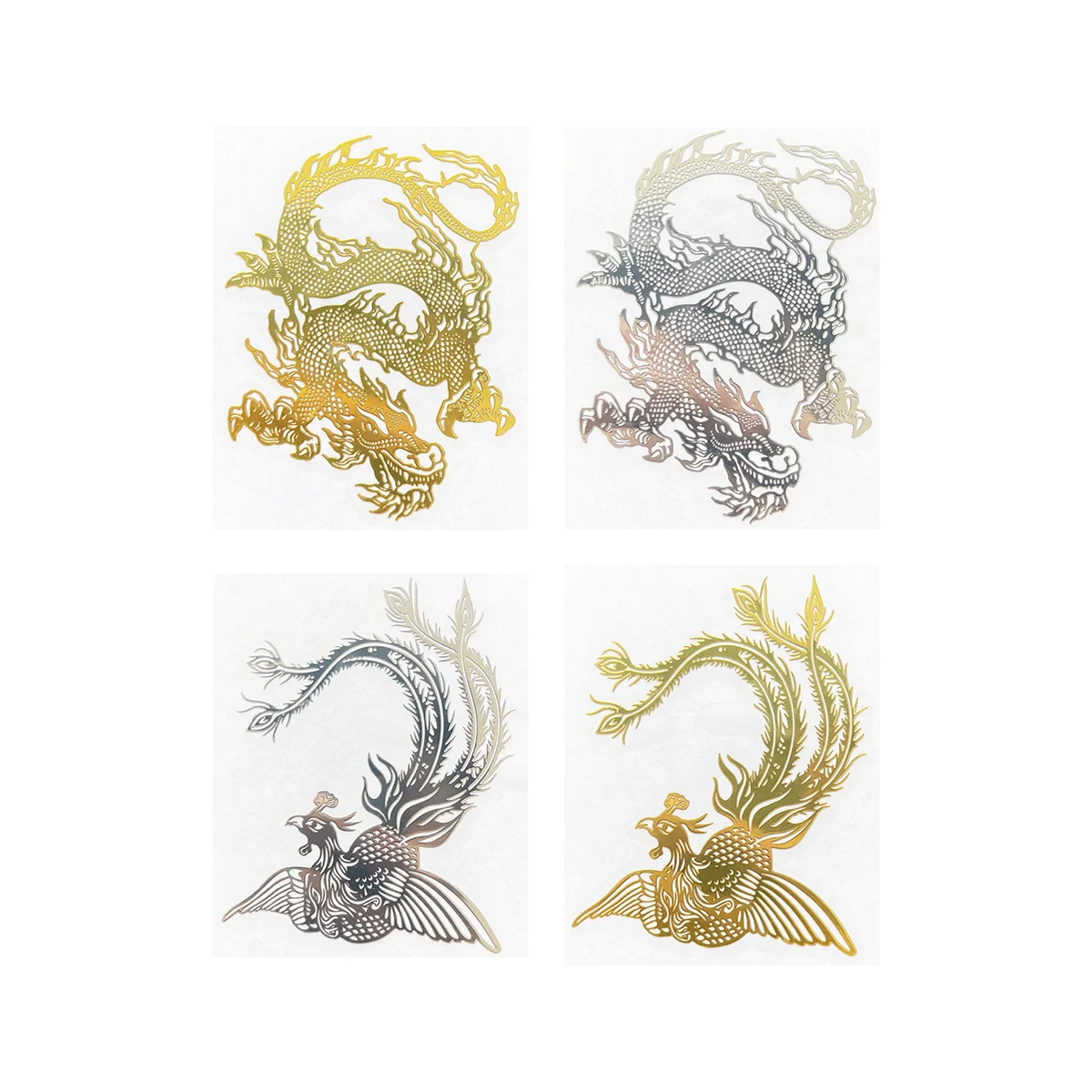 Creative dragon Phoenix metal transfer sticker Gold and silver tiger knife dragon pattern personality DIY decorative stickers