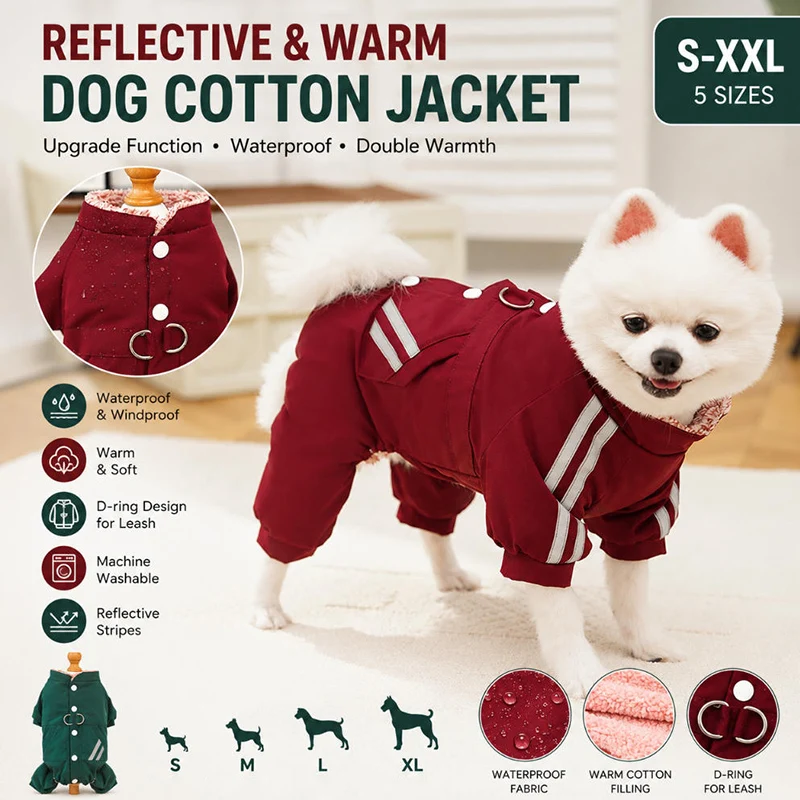 Waterproof Winter Dog Clothes Warm Pet Cotton Jacket Coat for Small Large Dogs Puppy French Bulldog Coat Chihuahua York Costume