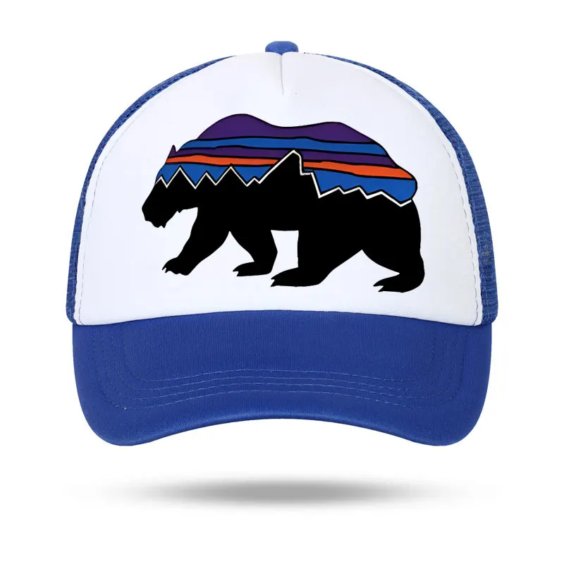 Moon Mountain Baseball Cap Bear Visor Mesh Hats Men Women Rainbow Animal Hip Hop Hat Cool Summer Hiking Camping Baseball Caps